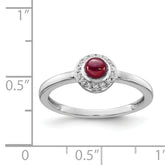 14k White Gold Diamond and Cabochon Garnet Ring
